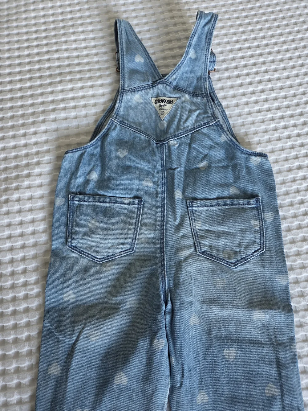 OshKosh B'gosh Light Blue Denim Heart-Print Overalls